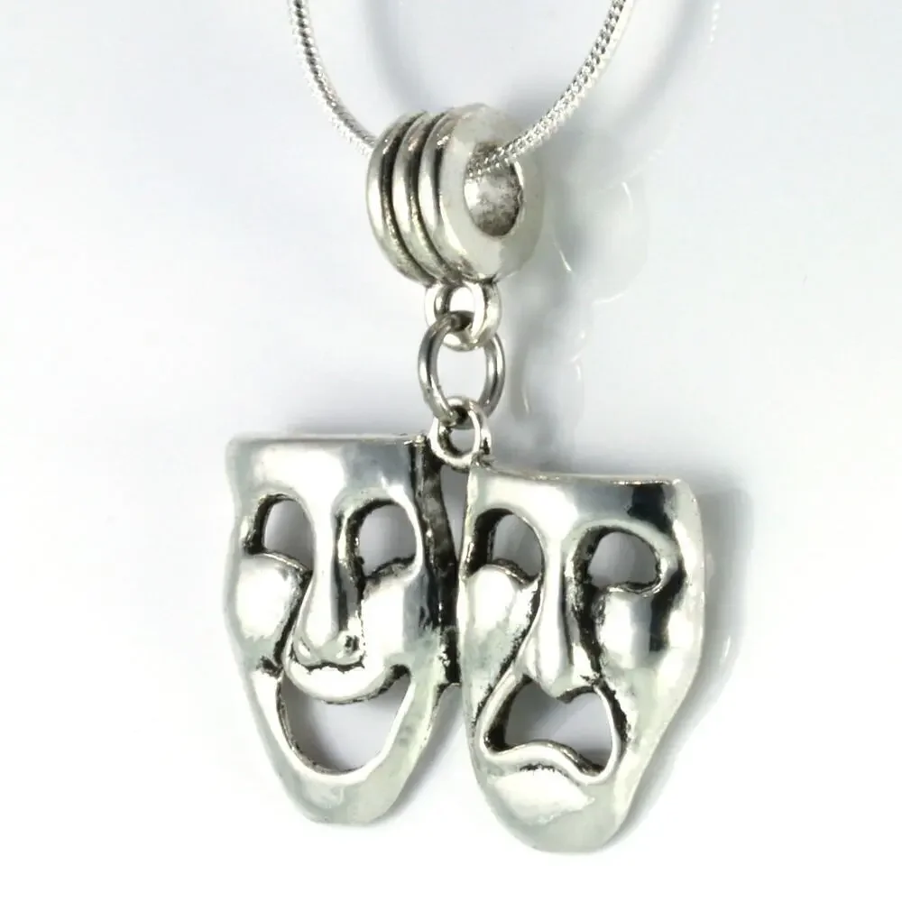 Drama Mask Necklace - Tragedy Comedy Mask Thespian